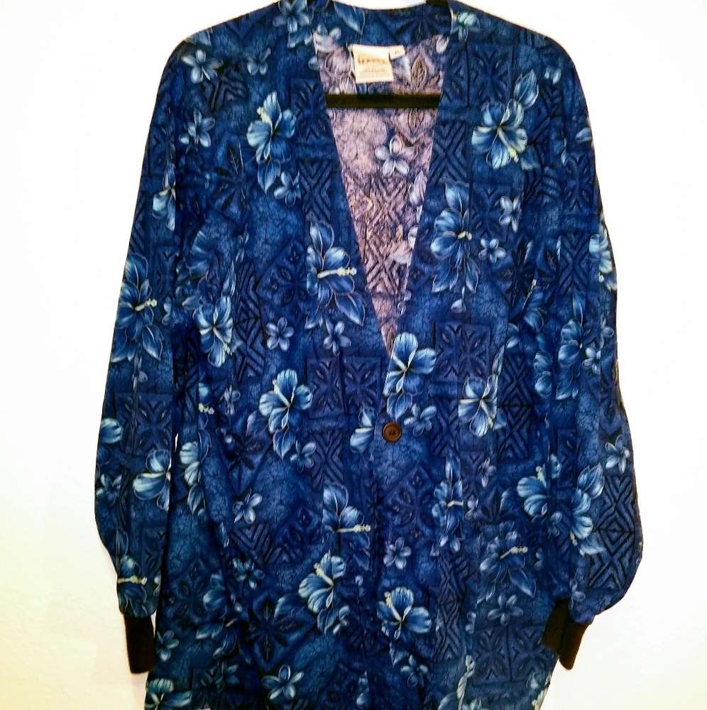 S.C.R.U.B.  Lab coat Blue Hawaiian Print, XL